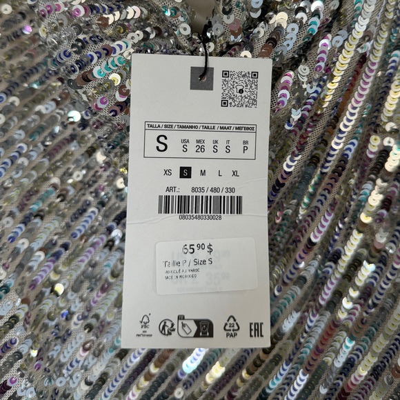 NEW! Zara Silver Sequin Mini Dress - Picture 5 of 5